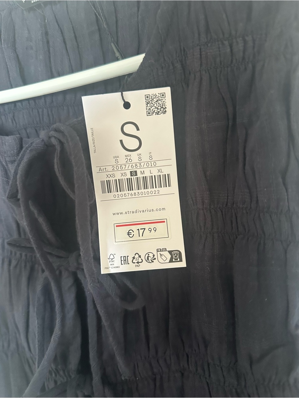 Stradivarius navy Tie-Front Textured Top - S - Picture 5 of 6